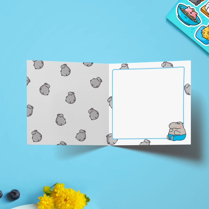 Hippo print inside card