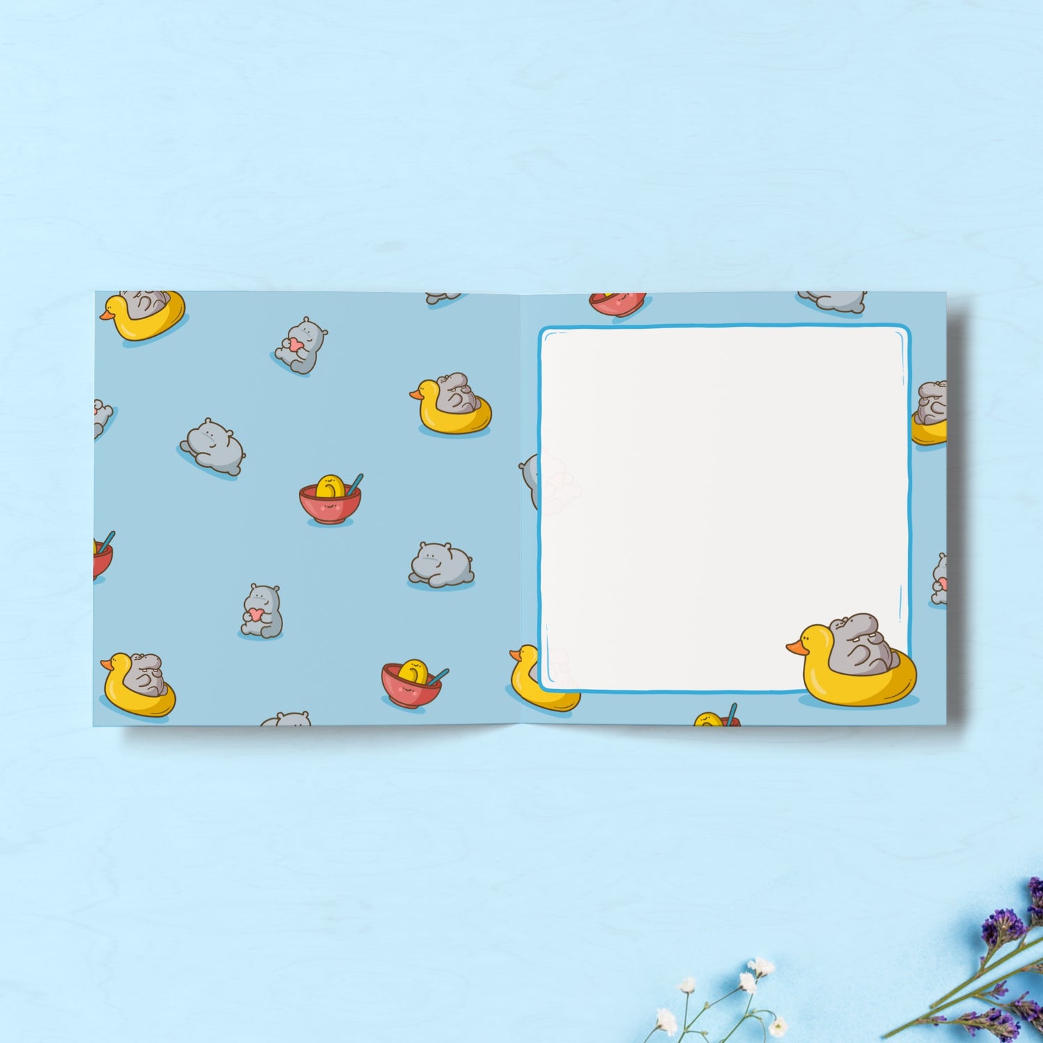 Hippo print inside birthday card