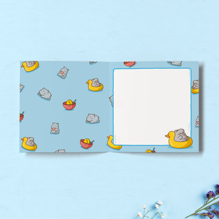 Hippo print inside birthday card