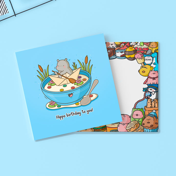 Hippo birthday card with Toastedink envelope