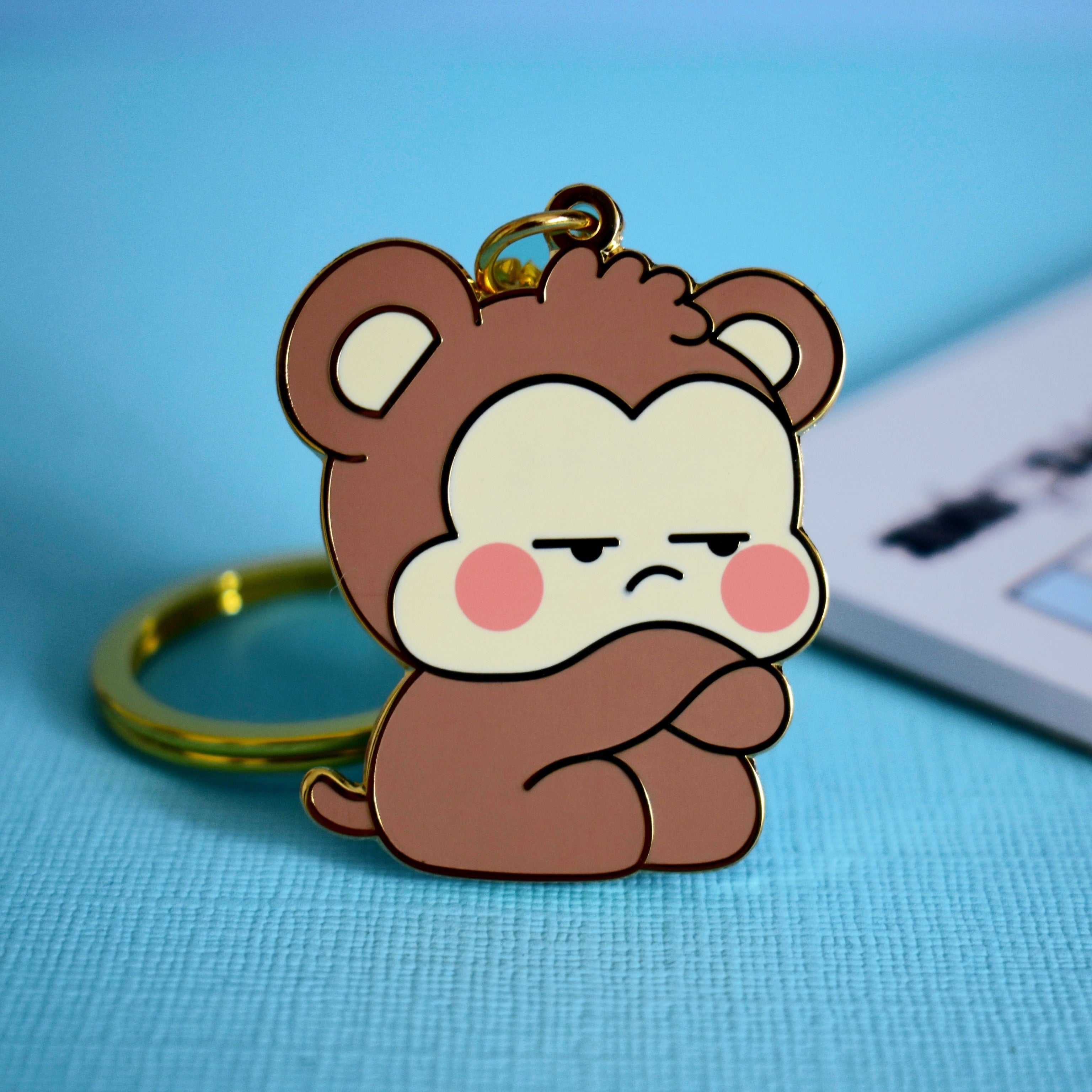 Cute Grumpy Monkey Keyring | Cute Keychains – ToastedInk