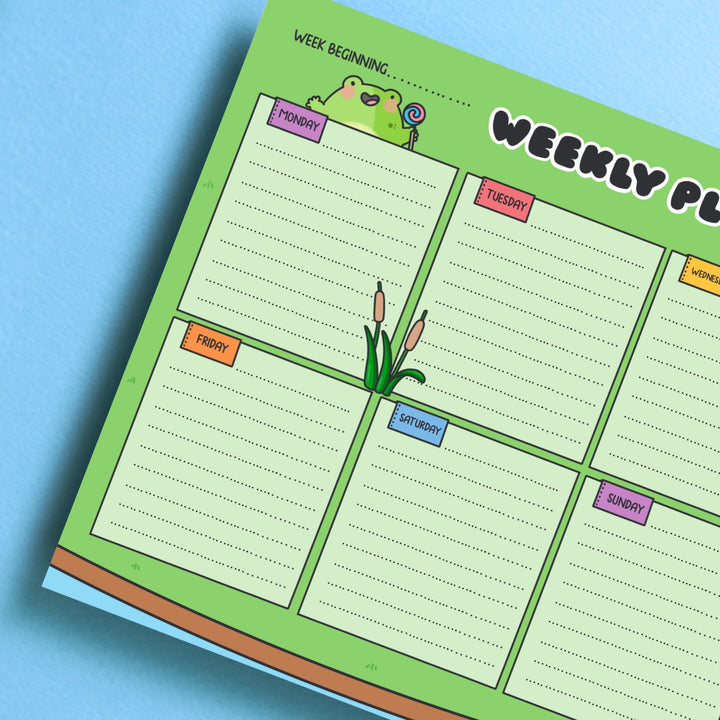 Frog weekly planner close up
