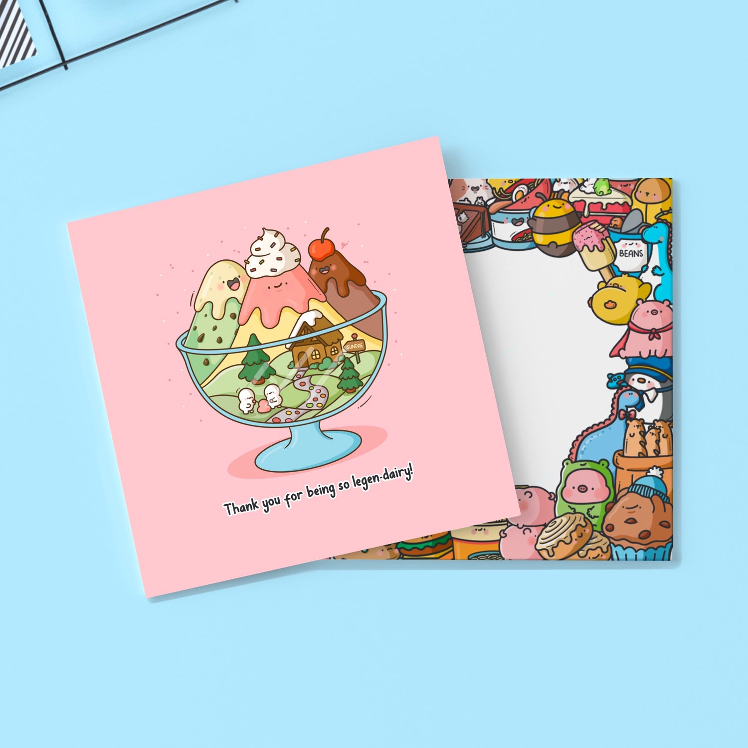 Ice cream sundae card with Toastedink envelope