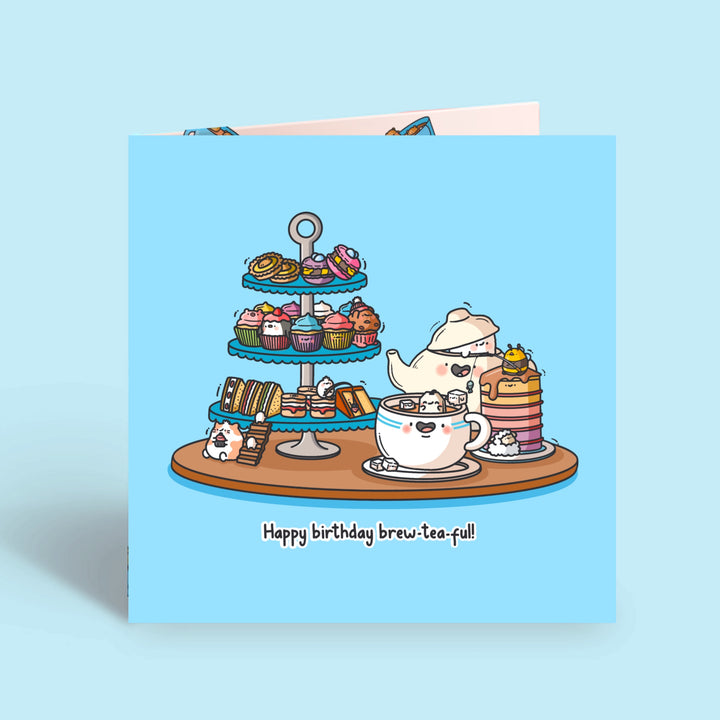 Afternoon Tea Card on blue desk