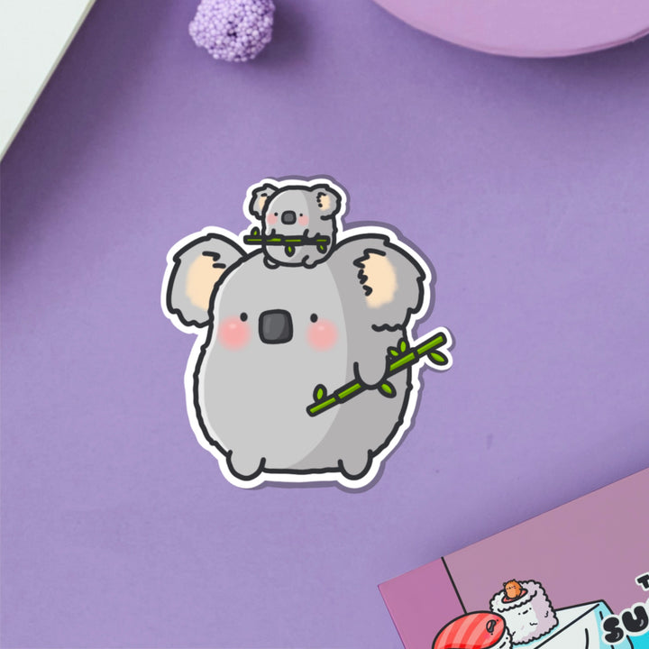 koala vinyl sticker on purple table