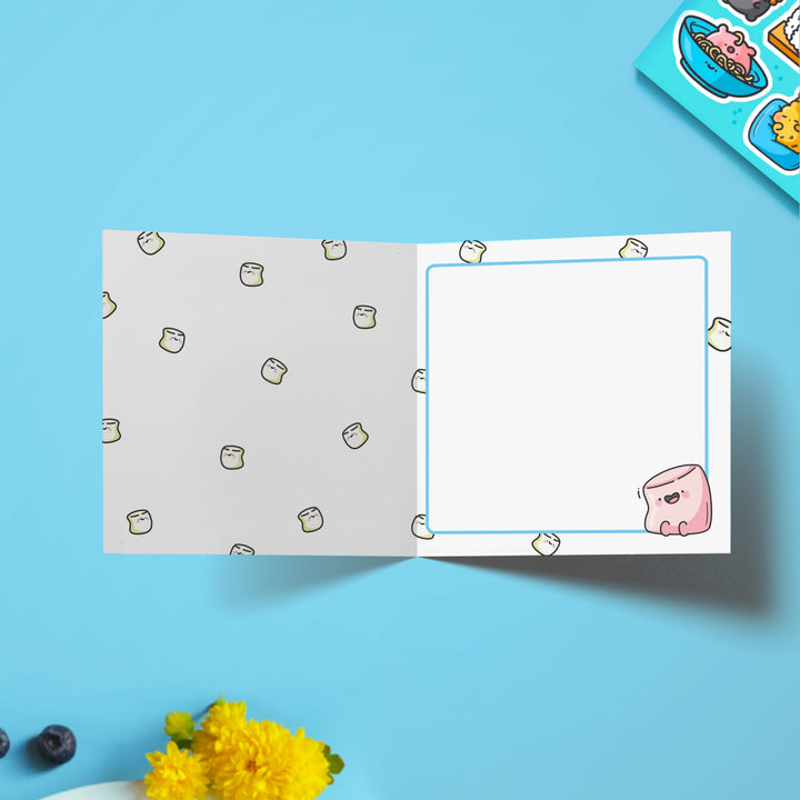 Marshmallow print inside card