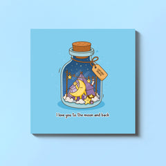 Moon card on blue table