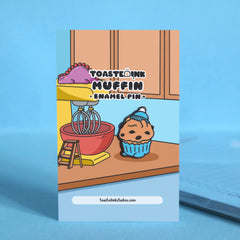 Muffin enamel pin on kitchen backing card