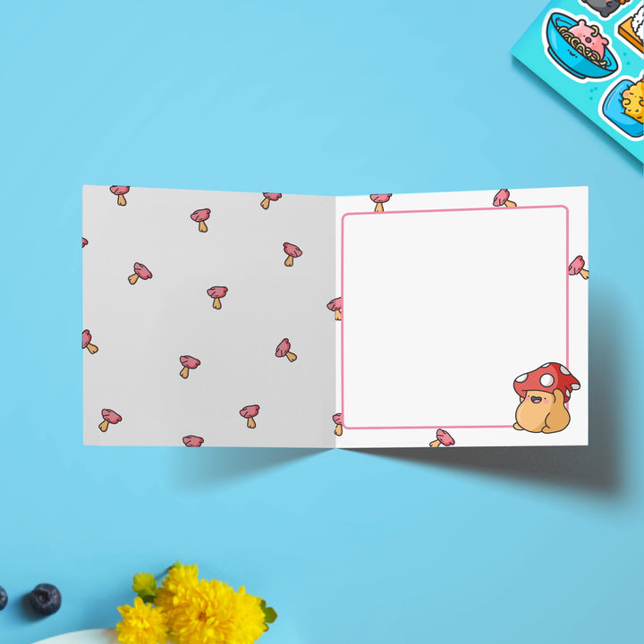 Mushroom print inside card