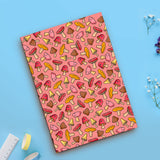 Mushroom notebook on blue table