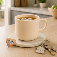 Heart Shaped Tea Bag with Heart Tag that reads 'English Breakfast Tea'