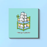 Stack of pandas card on blue table