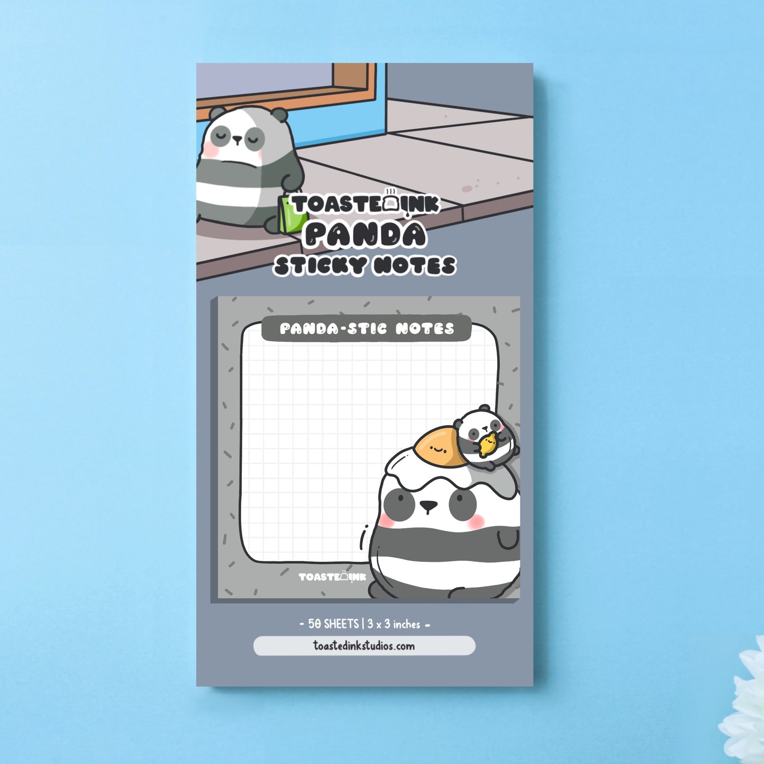 Panda sticky notes on backing card