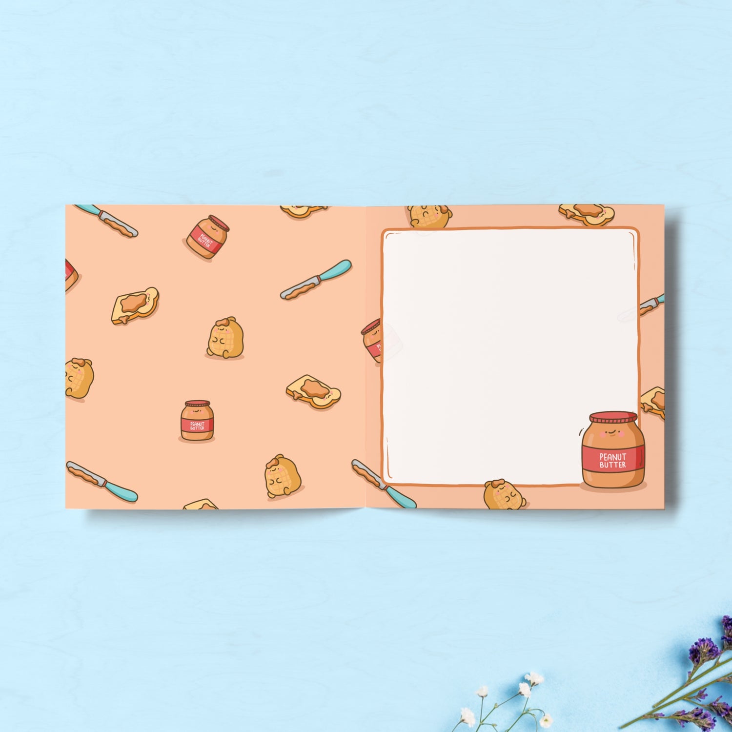 Peanut butter card with peanut butter print inside