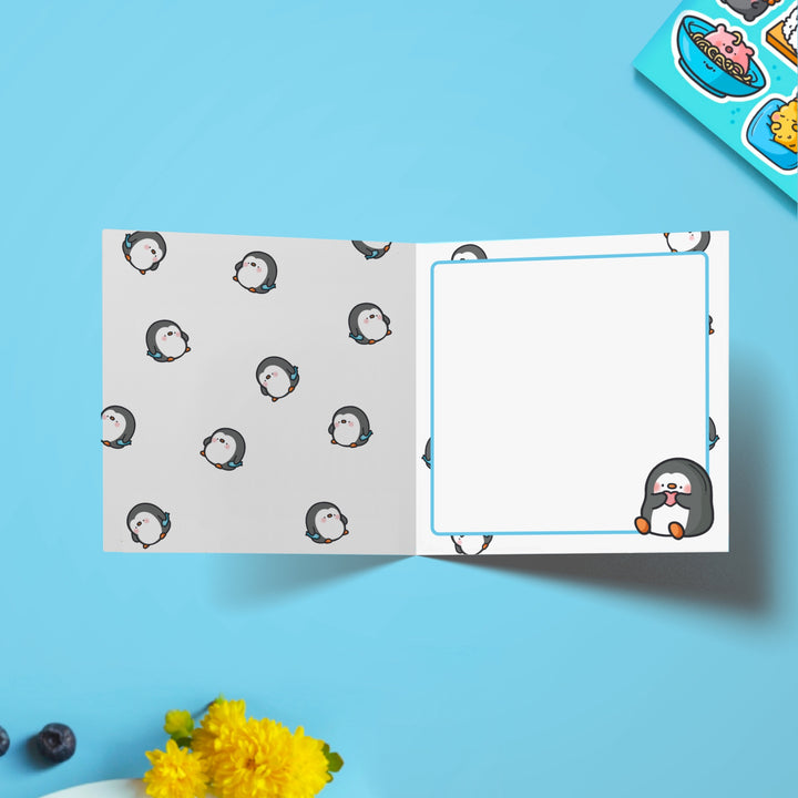 Penguin print inside card