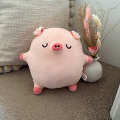 Sleeping Pig Plush with flowers