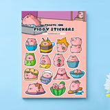 Pig sticker sheet on blue background