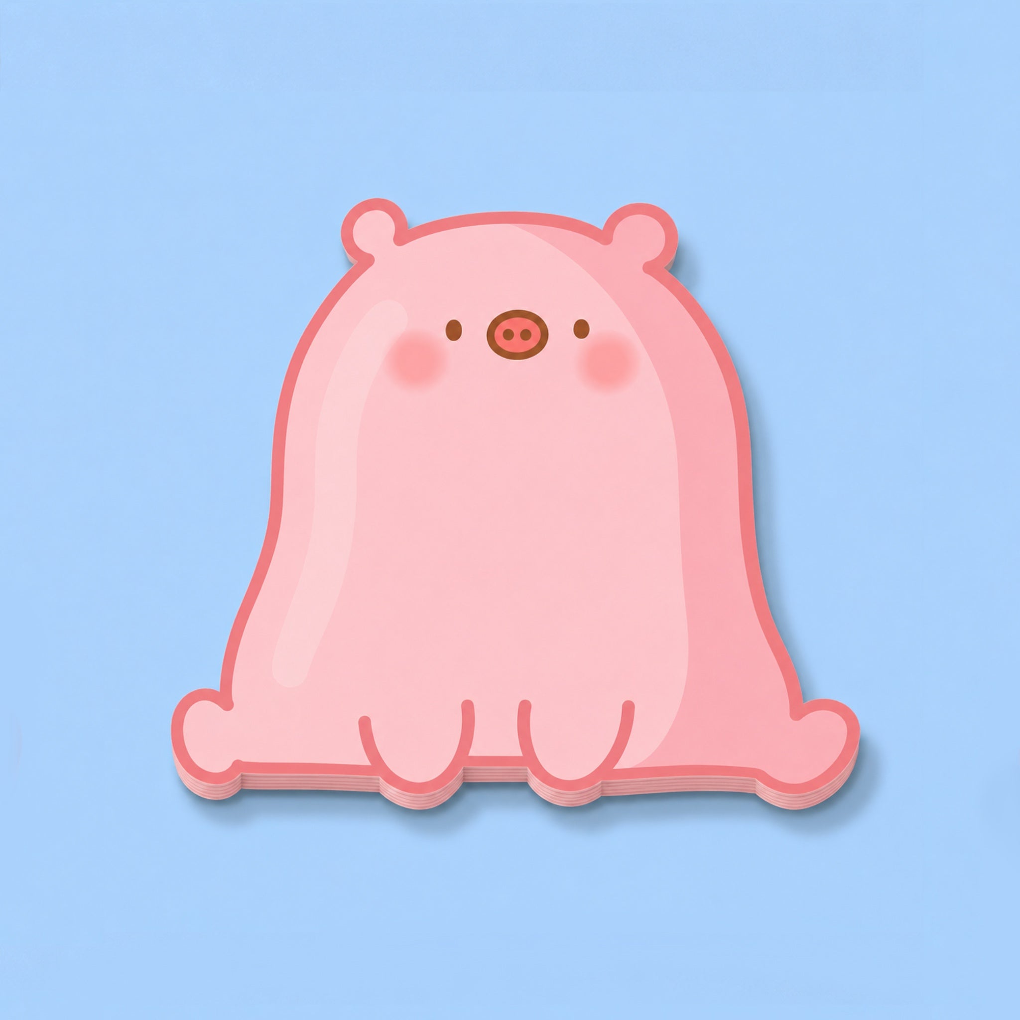 Pig shaped Sticky notes on blue desk