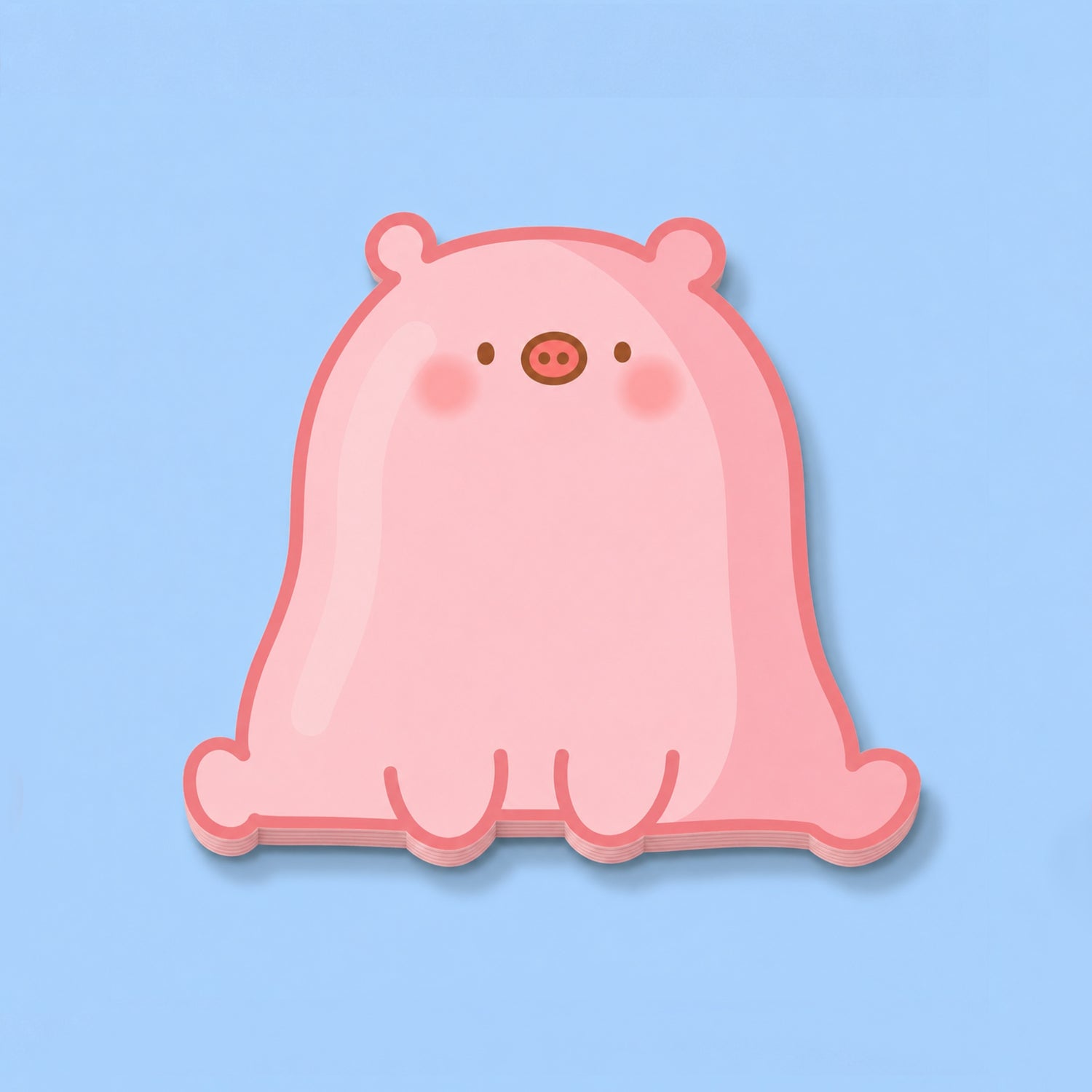 Pig shaped Sticky notes on blue desk