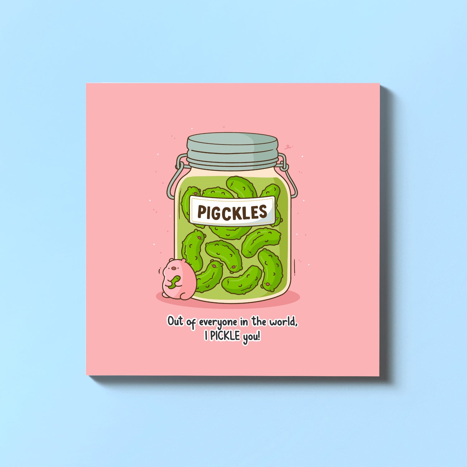 Pickle Card on blue background
