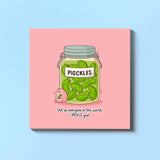 Pickle Card on blue background