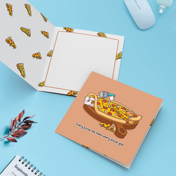 Pizza card with pizza print inside