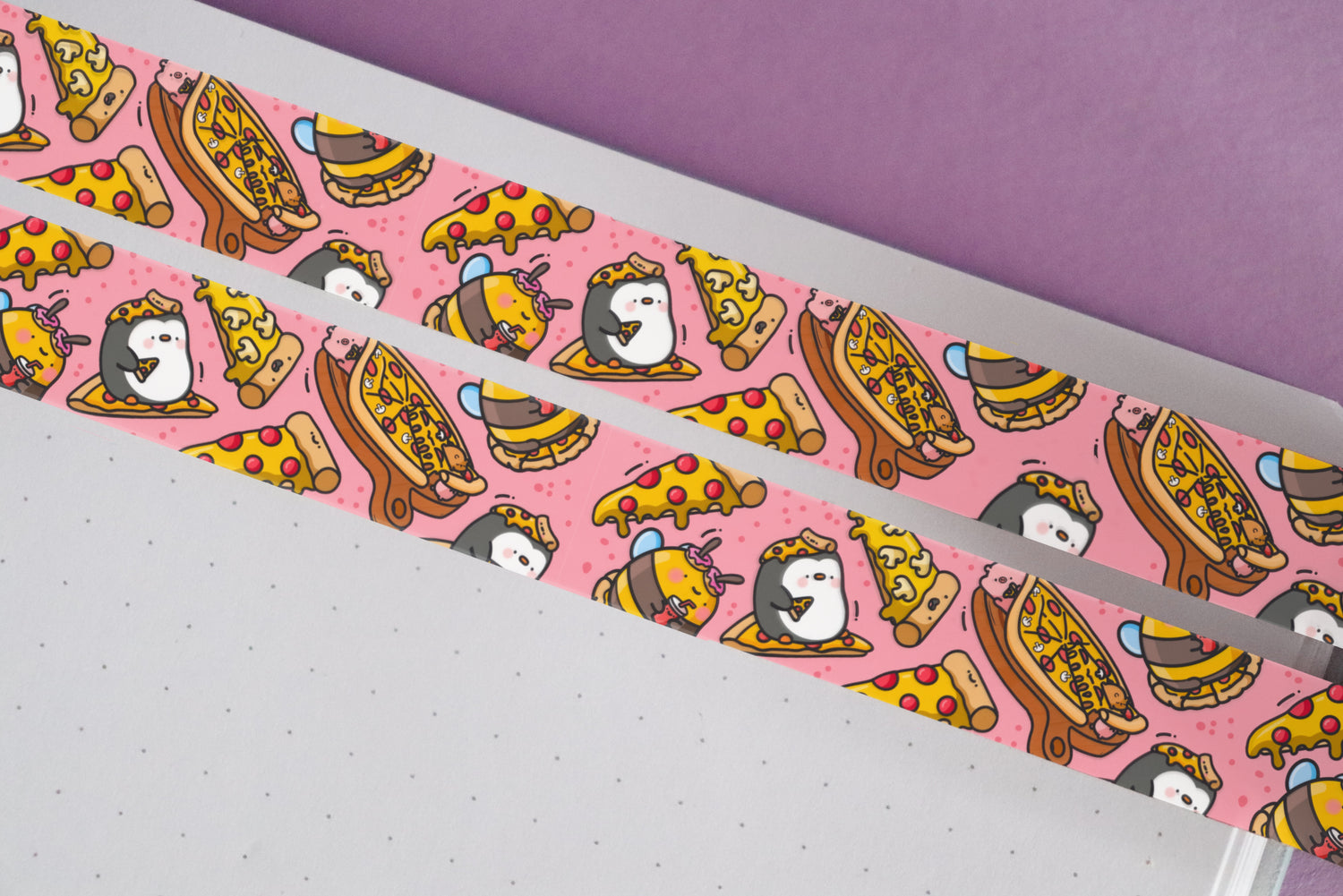 Pizza washi tape on purple table