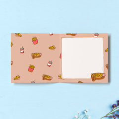 Pizza and fast food print inside card