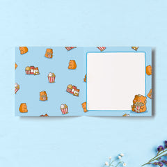 Popcorn and bear print inside card