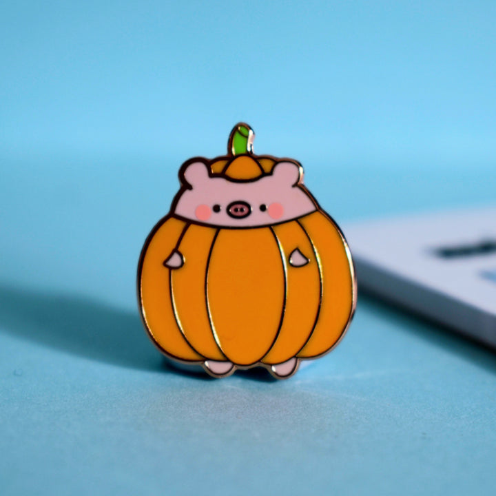 Pumpkin pig enamel pin
