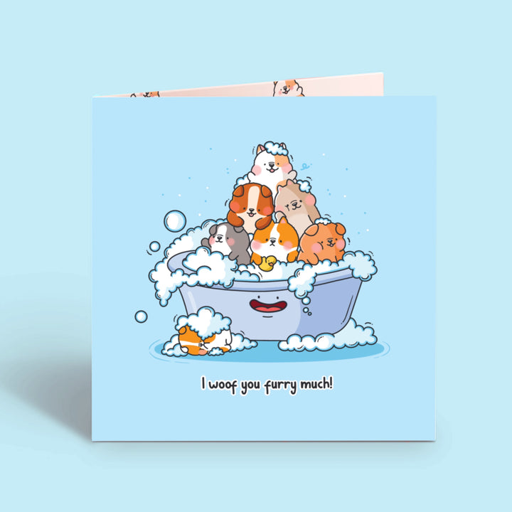 Puppy Dog Card on blue desk