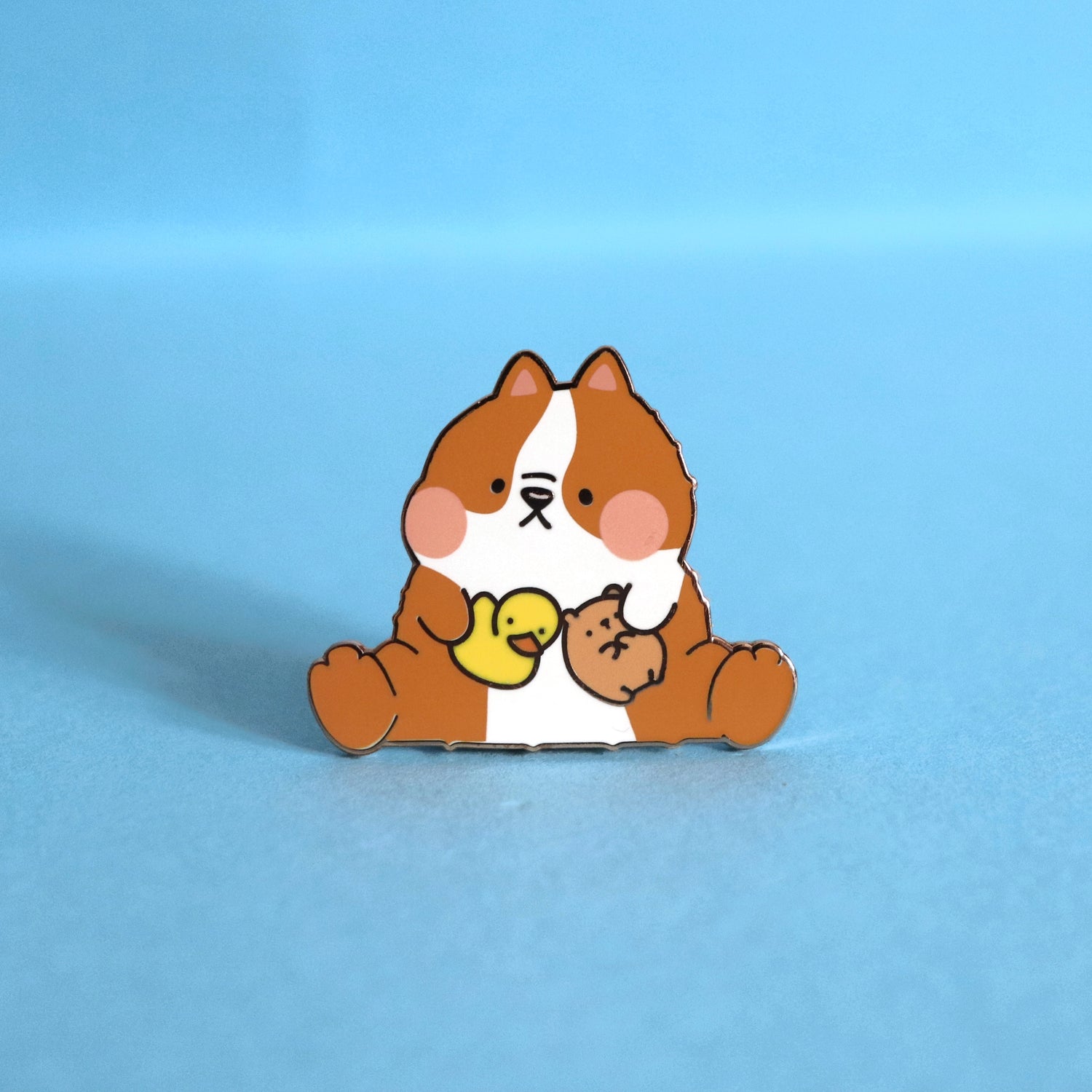 Dog Enamel pin on blue background