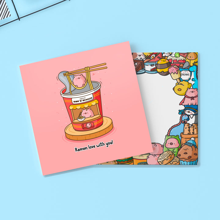 Ramen pigs card with Toastedink envelope