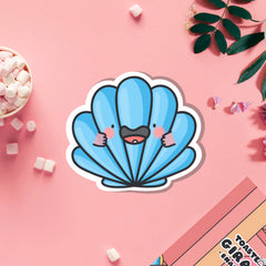 sea shell vinyl sticker on pink table