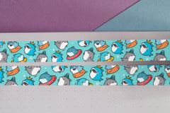  Blue shark print washi tape on notebook