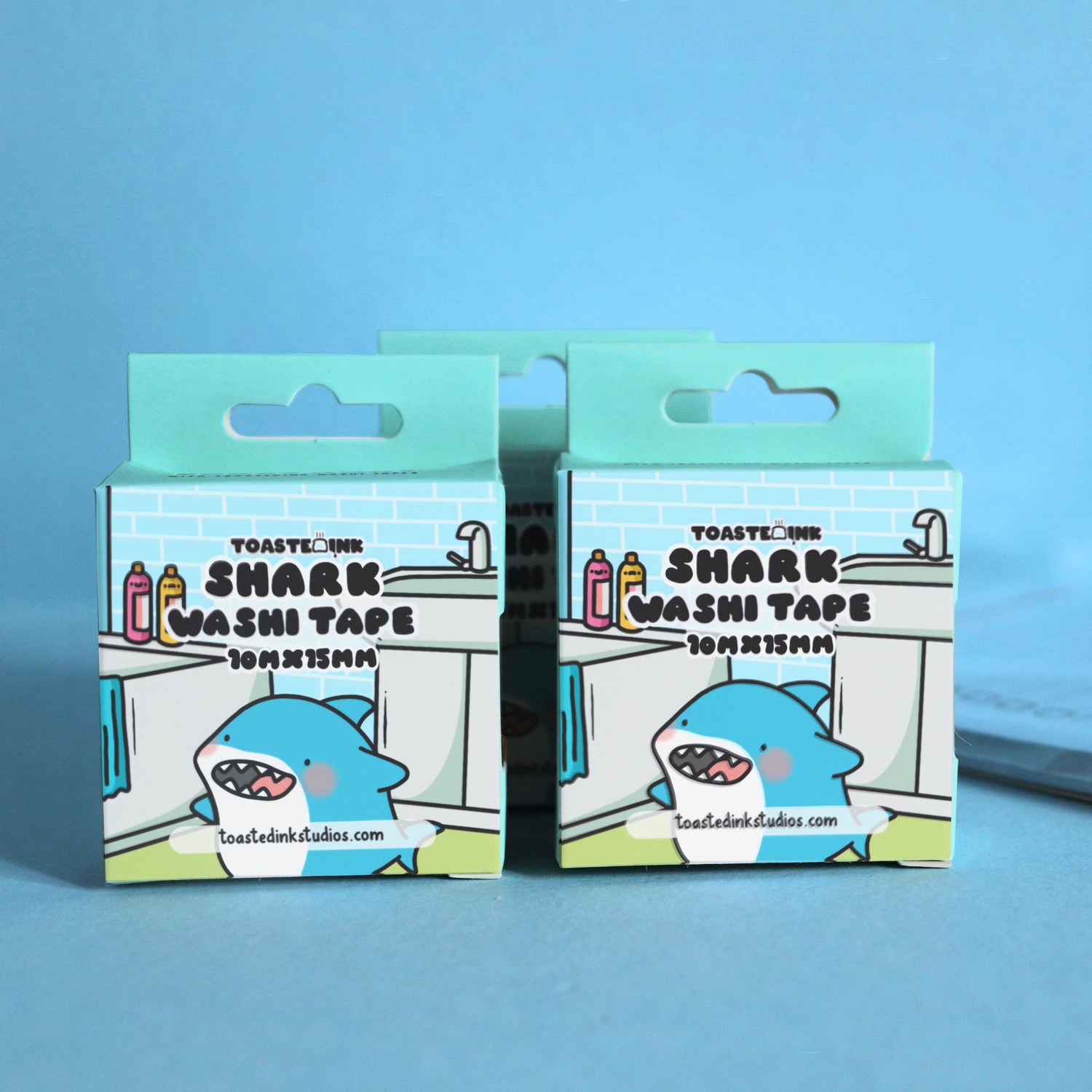 Shark Washi Tape box on blue table