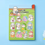 Sheep sticker sheet on blue table
