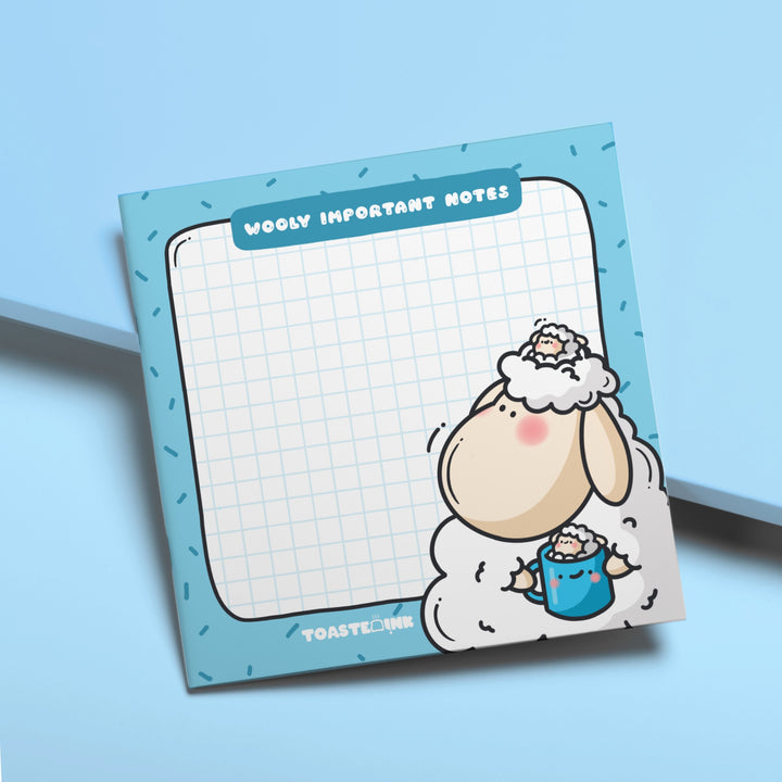 Sheep sticky Notes on blue background