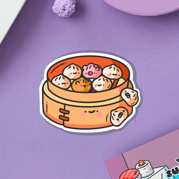 Steamed buns vinyl sticker on purple table