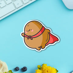 Super potato vinyl sticker on green table