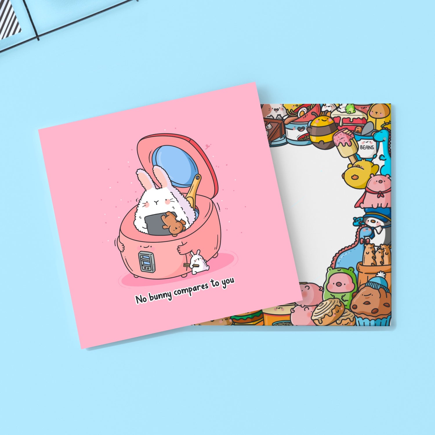 Sushi bunny inside rice cooker card and Toastedink envelope