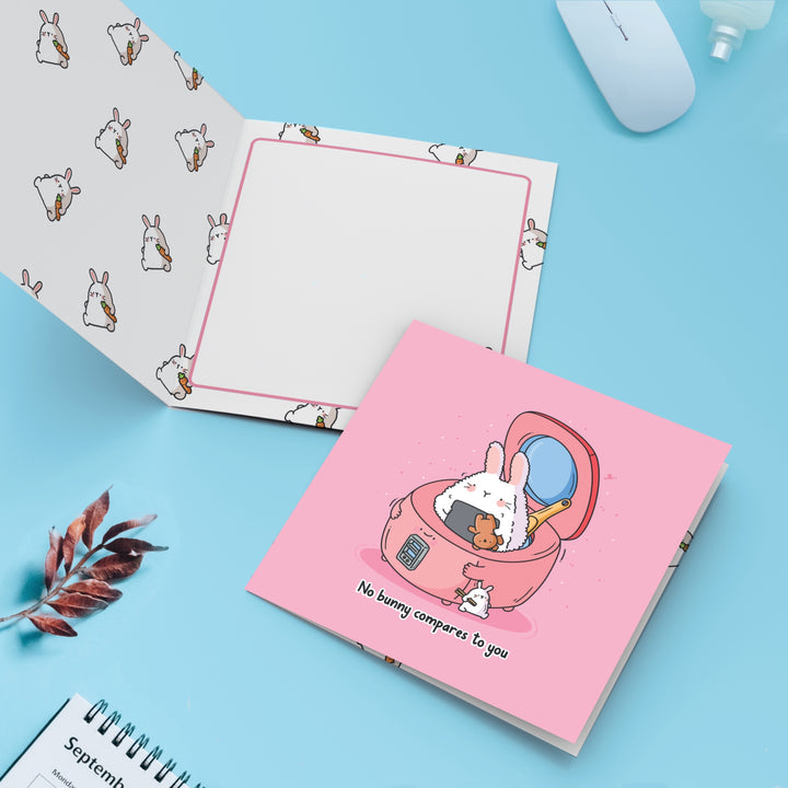 Sushi bunny card with bunny print inside card