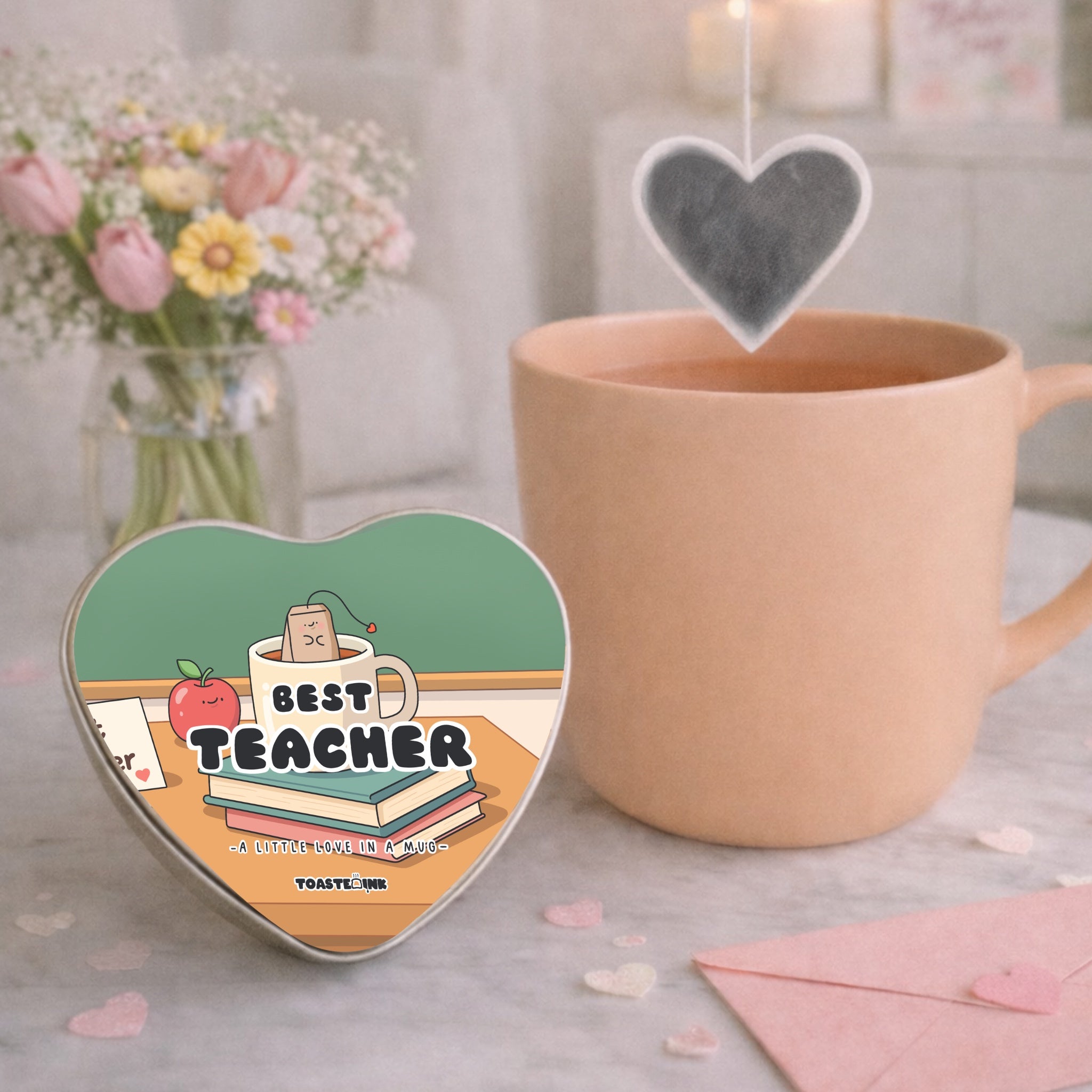 Best Teacher Heart Shaped Tea Bags