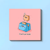Toaster greeting card on blue table