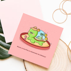 Turtle card on a piece of wood