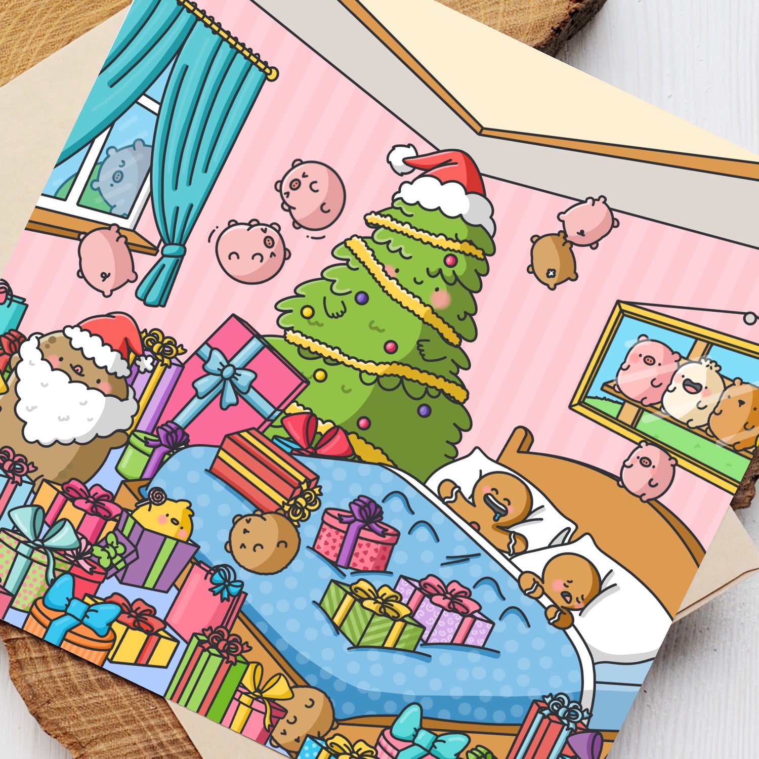 Christmas Presents Greetings Card close up