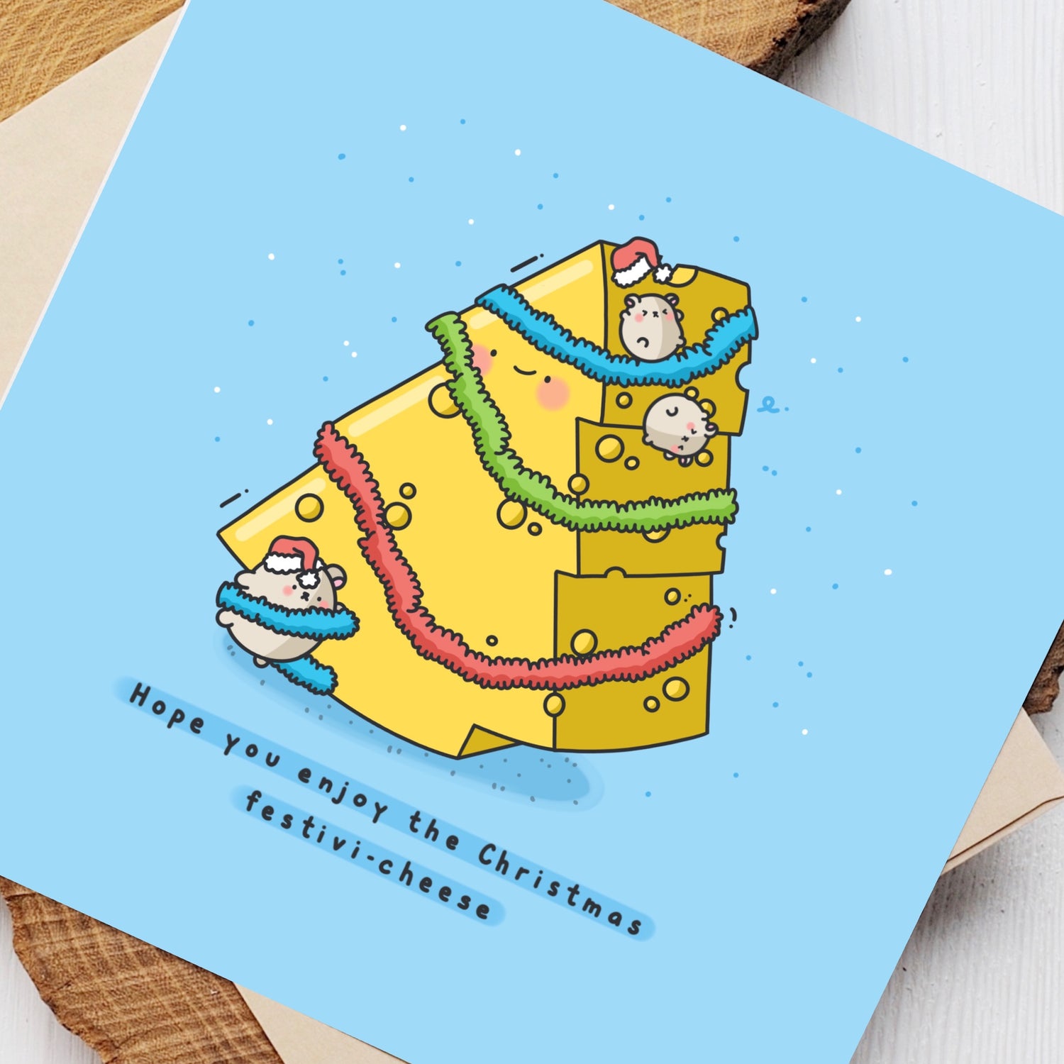 Cheese Christmas card close up