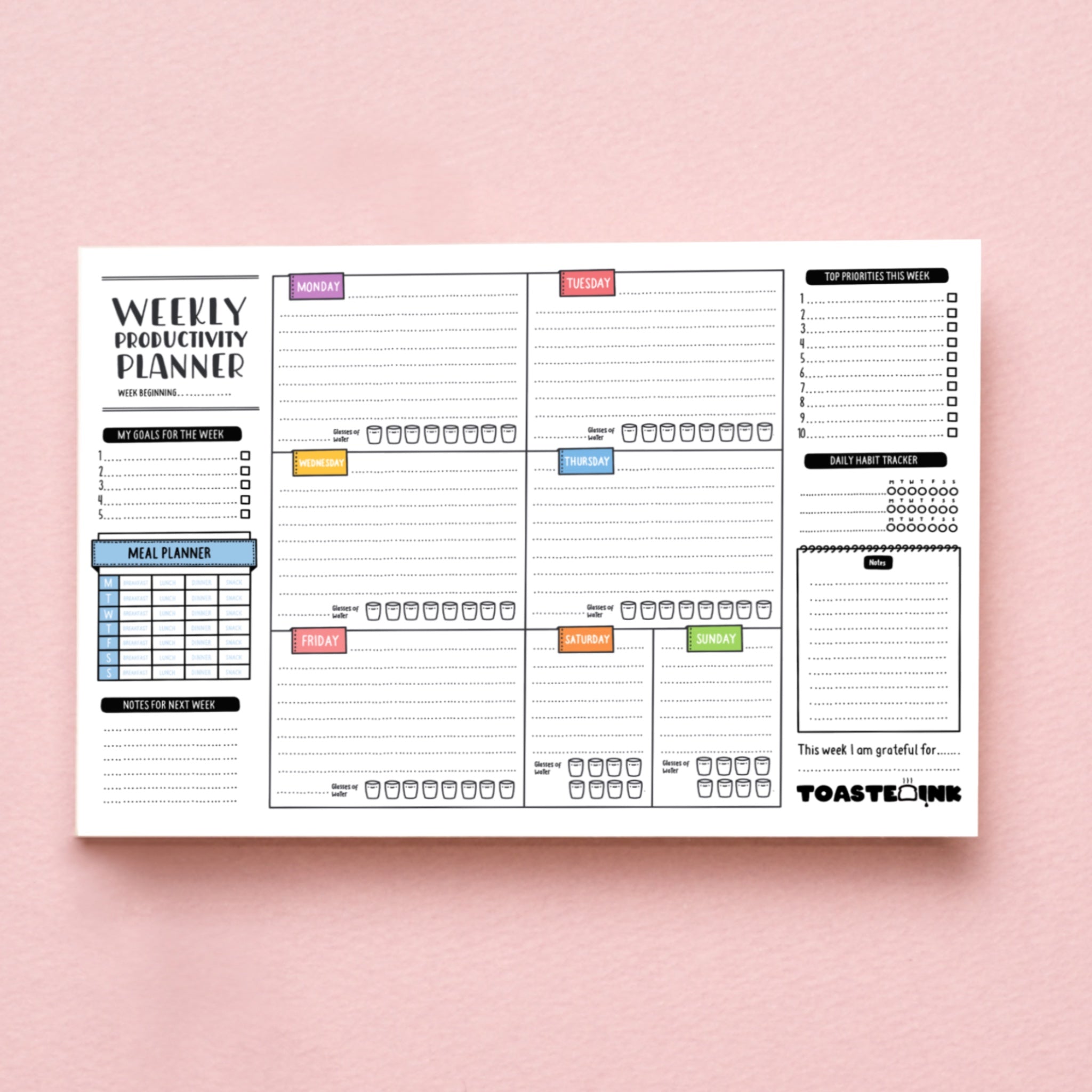 Weekly Planner pink background