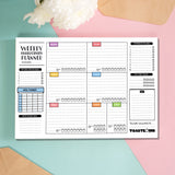 Weekly Planner green and pink background