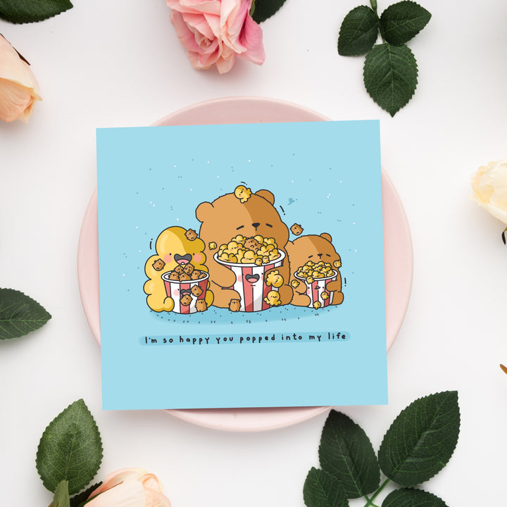Bear card on pink plate